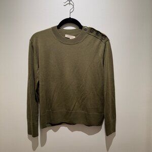 Vanessa Bruno Khaki Button-Shoulder Sweater